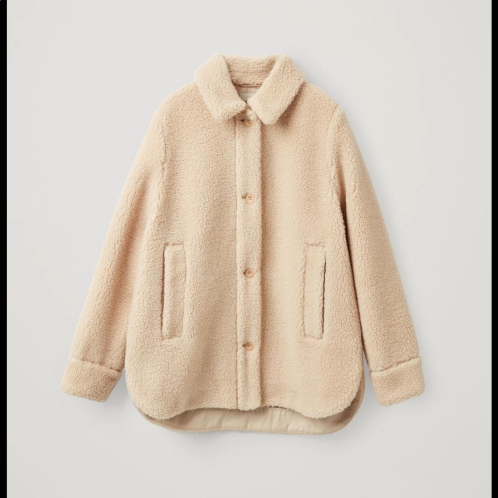 COS Beige Teddy Bear Faux Sterling Jacket